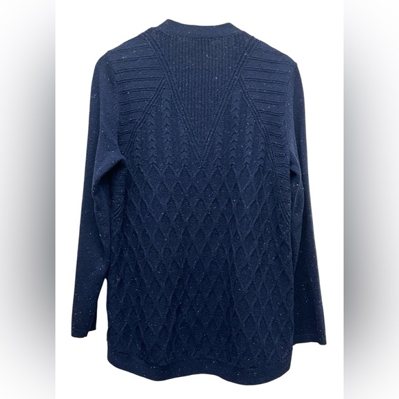Talbots Women’s Sz L Navy Blue Women's Cardigan Sweater Long Sleeve Speckled - Picture 3 of 5
